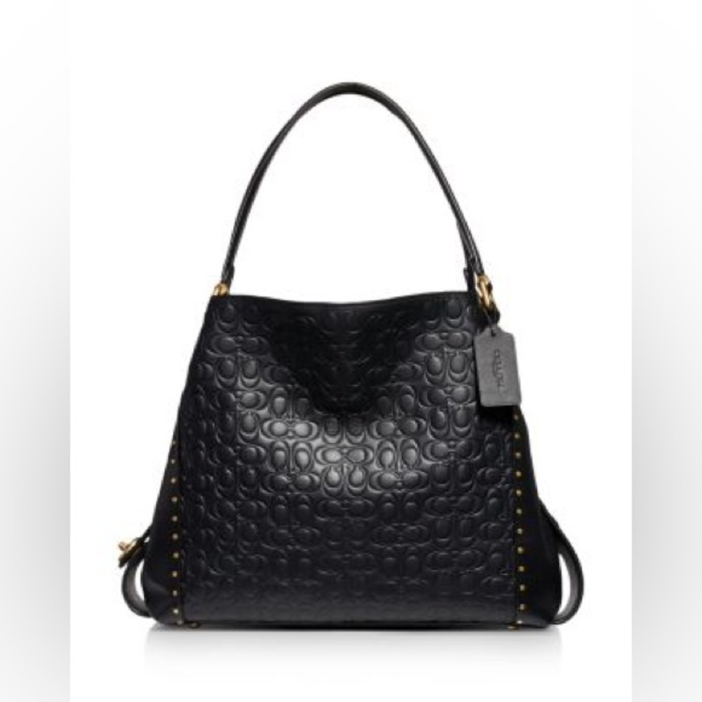 coach edie 31 signature embossed leather shoulder bag